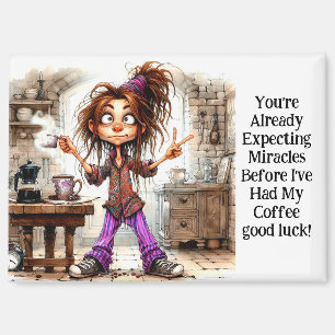 Imán Quirky Café Lady Good Luck Magnet
