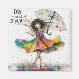 Imán Quirky Chica De Paraguas Se Atreve A Ser Magnet