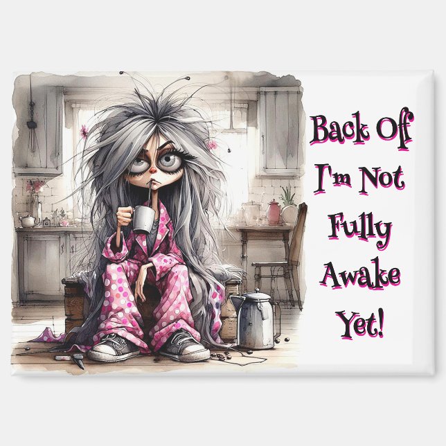 Imán Quirky Coffee Lady Back Off Magnet (Anverso)