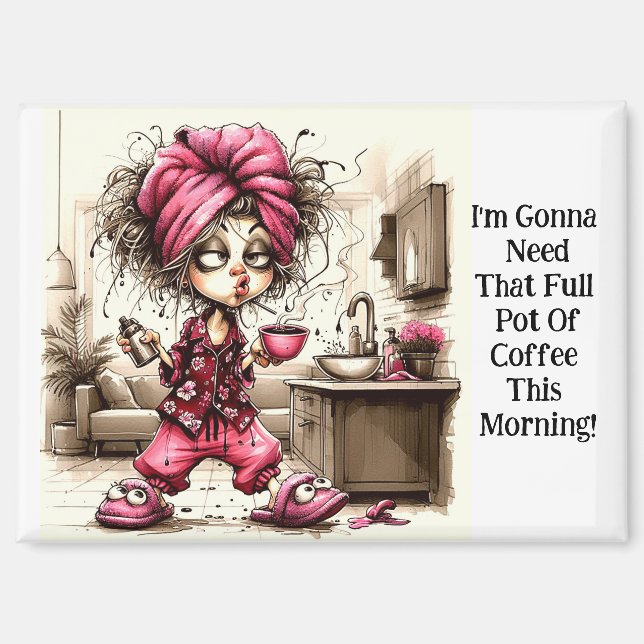 Imán Quirky Coffee Lady Full Pot Magnet (Anverso)