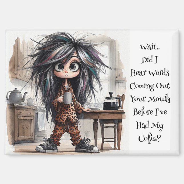 Imán Quirky Coffee Lady Wait Magnet (Anverso)