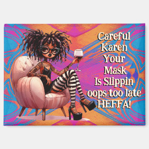 Imán Quirky Lady Tattoos & Wine Karen Magnet