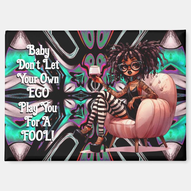 Imán Quirky Lady Tattoos y Wine EGO Magnet (Anverso)