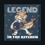 Imán Quirky Owl Legend In The Kitchen Rock Star Artwork<br><div class="desc">A quirky owl playing rock and roll guitar on a fridge magnet for a cooking expert. Edit the design to change the "LEGEND IN THE KITCHEN" text and create a unique, customised gift. Featuring my original, alternative illustration of a superstar owl in a dazzling white jumpsuit, guitar in hand (or...</div>