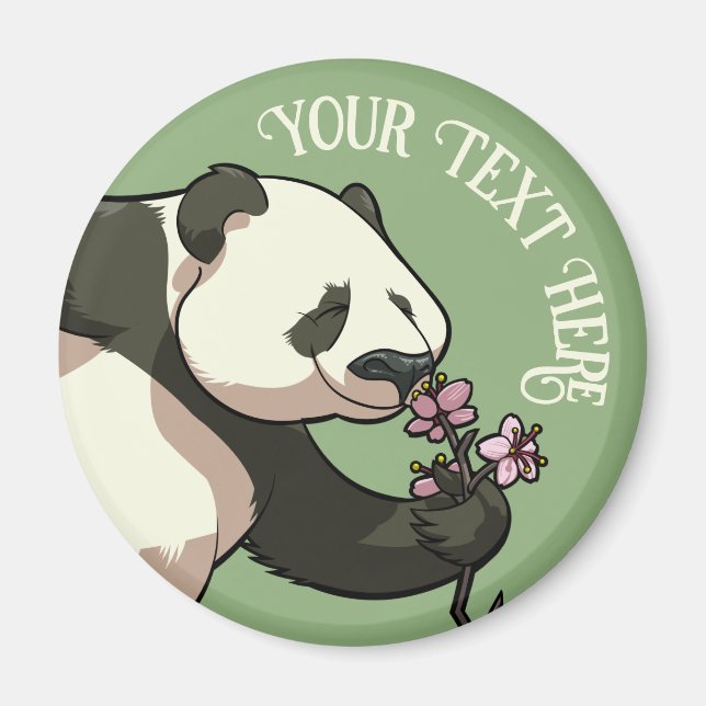 Imán Quirky Panda Add Your Text Cherry Blossom Artwork (Frente)