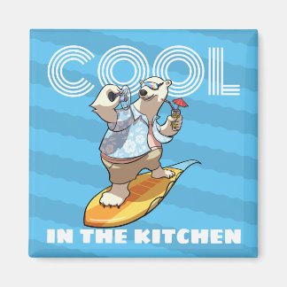 Imán Quirky Polar Bear Cool In The Kitchen Surf Cartoon