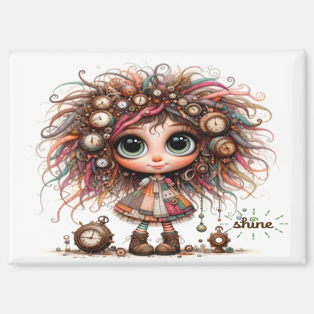 Imán Quirky Steampunk Chica Shine 7300 Magnet (Anverso)