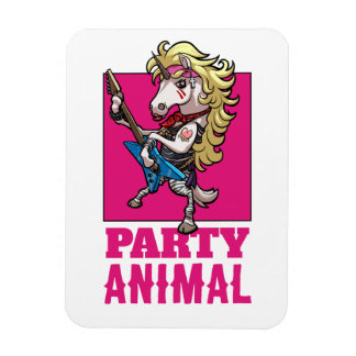 Imán Quirky Unicorn 80s Glam Metal Party Animal Cartoon