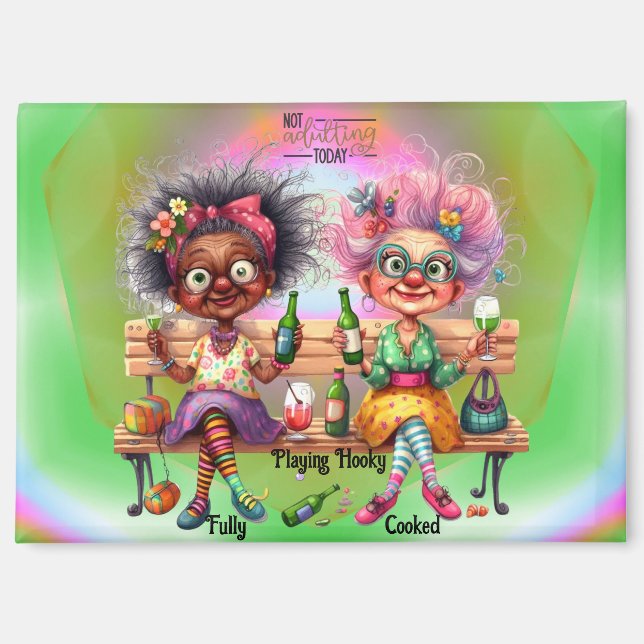 Imán Quirky Wine Ladies Adults Magnet (Anverso)