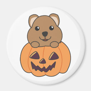 Imán Quokka en calabaza Cute Quokkas Feliz Halloween Ma