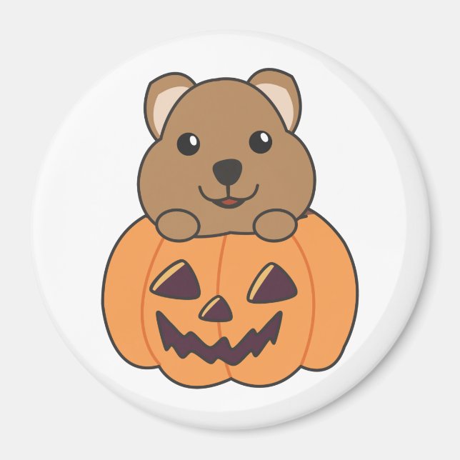 Imán Quokka en calabaza Cute Quokkas Feliz Halloween Ma (Frente)