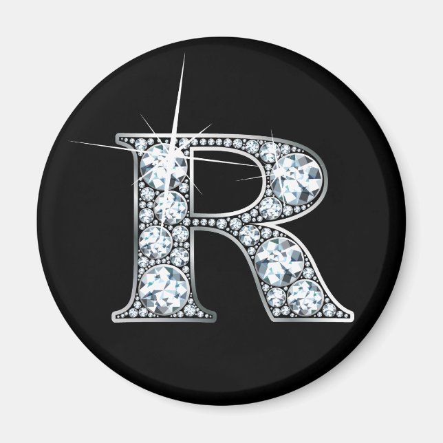 Imán "R" Faux-"Diamond Bling" Magnet (Frente)