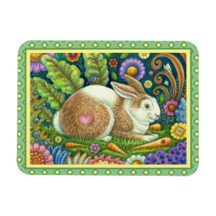 IMÁN RABBIT DE ARTE FOLLAR Y BLUEBIRD EN JARDÍN SECRETO
