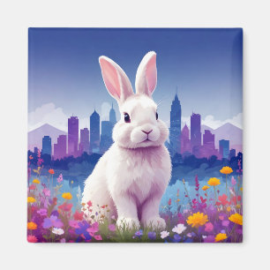 Imán Rabbit Vintage Animal Nature Tree Forest City Art