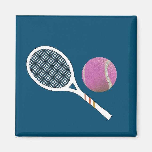 Imán Raca retro de bolas de tenis rosa modernas (Frente)