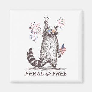 Imán Raccón Feral Y Gratuito, Raccoon Gracioso 4 De Jul