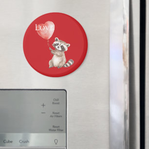 Imán Raccón rojo con amor en globo