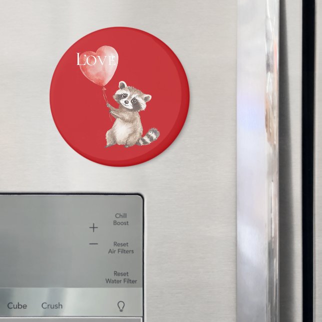 Imán Raccón rojo con amor en globo (In situ (nevera))