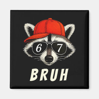 Imán Raccoon 67 Bruh Six Seven Meme Racoon Orange Hat R