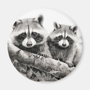 Imán Raccoon Animal Discovery Wild Nature Ink Sketch