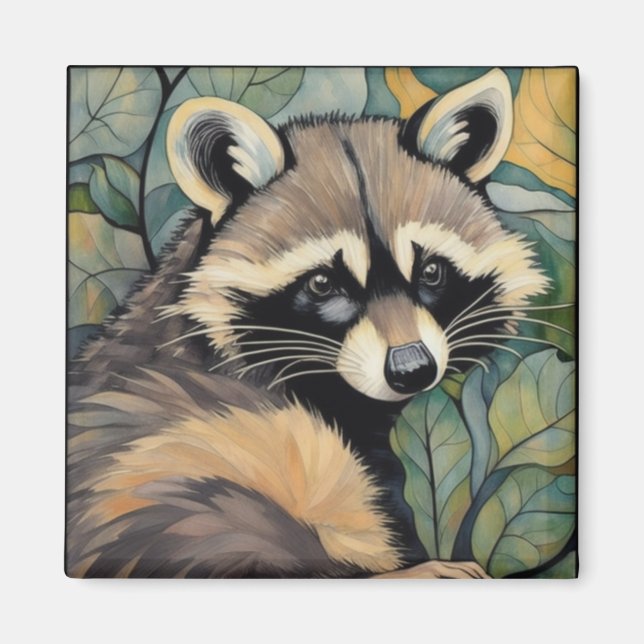 Imán Raccoon Art Nouveau Magnet (Frente)