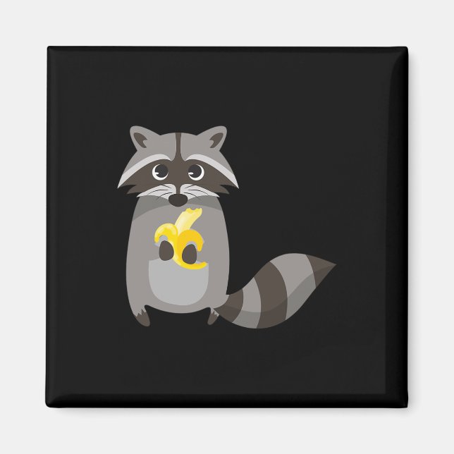 Imán Raccoon comiendo fruta bananera se ve dulce (Frente)
