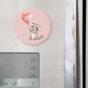 Imán Raccoon con amor en globo