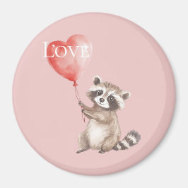Imán Raccoon con amor en globo