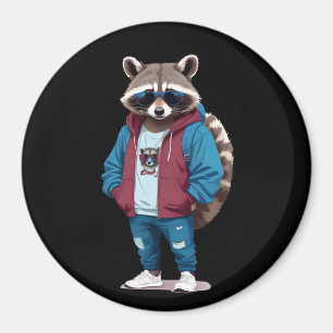 Imán Raccoon Con Hoodie Funny Carácter Animal De Guay