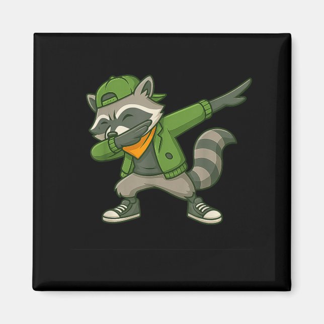 Imán Raccoon Dab Streetwear Clic Funny For Men Women Ki (Frente)