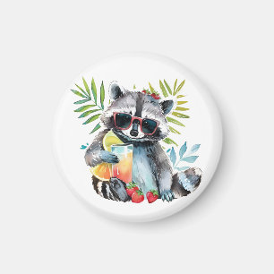 Imán Raccoon de verano en gafas de sol chillout playa
