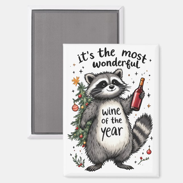 Imán Raccoon del Año el vino más maravilloso (Anverso/Reverso)