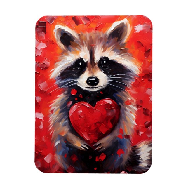 Imán Raccoon Día de San Valentín (Vertical)