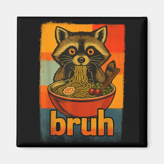 Imán Raccoon Eating Japanese Ramen Noodles Men Women Ki (Frente)