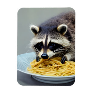 Imán Raccoon Eating Spaghetti