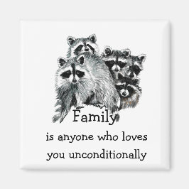 Imán Raccoon Family Love Cita Arte Animal