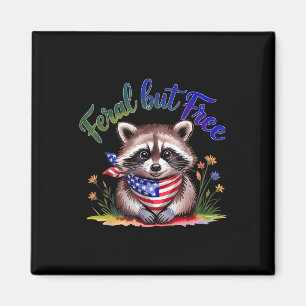 Imán Raccoon Feral Pero Gratuito 4 De Julio Mujeres Pa