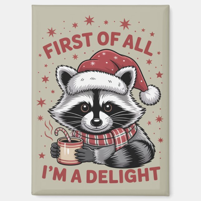 Imán Raccoon gracioso en primer lugar soy un Navidad de (Anverso)