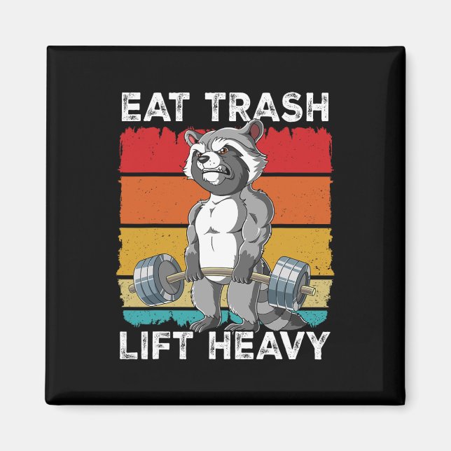Imán Raccoon Gym Weight Entrenamiento Comer Trash Lift  (Frente)
