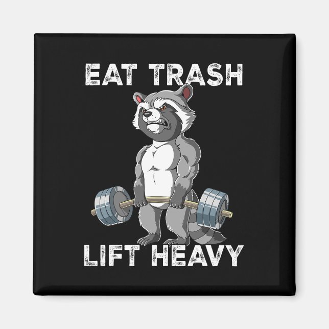 Imán Raccoon Gym Weight Entrenamiento Comer Trash Lift  (Frente)
