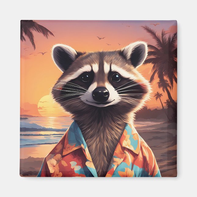 Imán Raccoon Holiday (Frente)