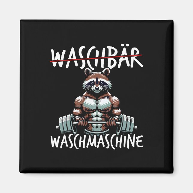 Imán Raccoon Lavadora Raccoon Fitness Bodybuildi (Frente)