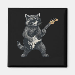 Imán Raccoon Tocando Rock De Guitarra Y Regalo De Rollo