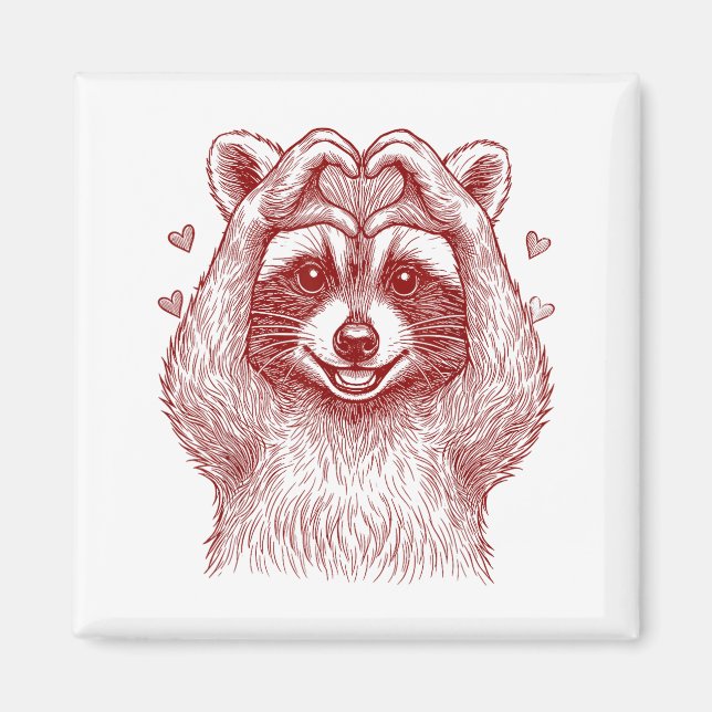 Imán Raccoon Valentines Day Funny Feral Raccoon Love He (Frente)