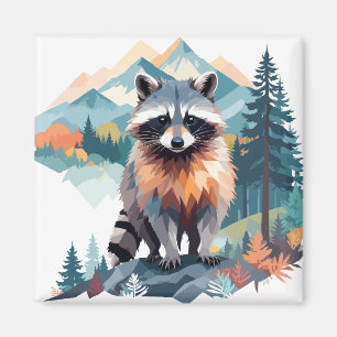 Imán Raccoon Vector Arte Animal En La Naturaleza Majest