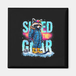 Imán Raccoon Winter Sports Sports Skred Shred Gnar Snow