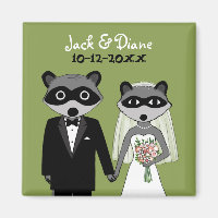 Raccoons Boda Bride y Groom con texto Personalizad