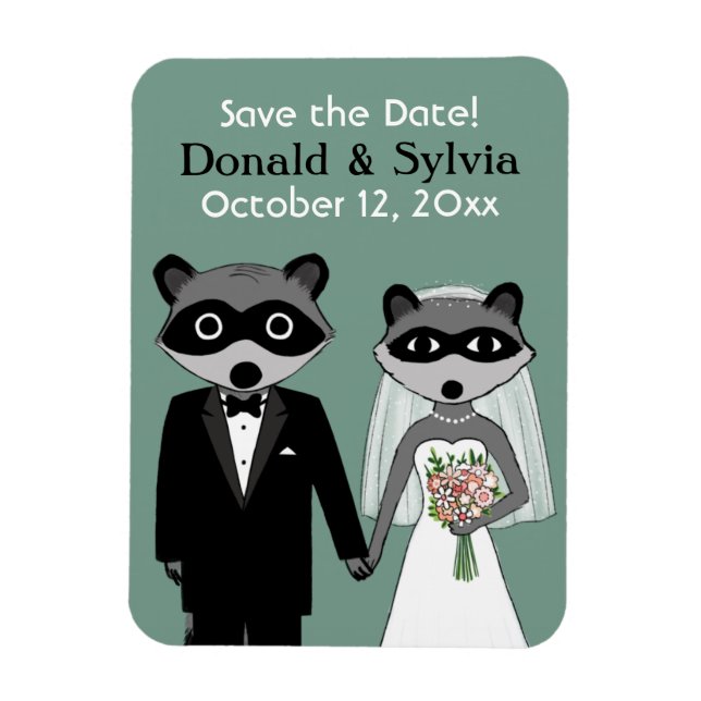 Imán Raccoons Wedding Save the Date (Vertical)