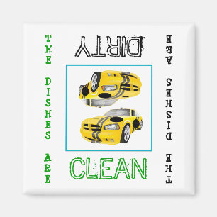 Imán Race Car Clean Diry Dishlavavajillas Magnet