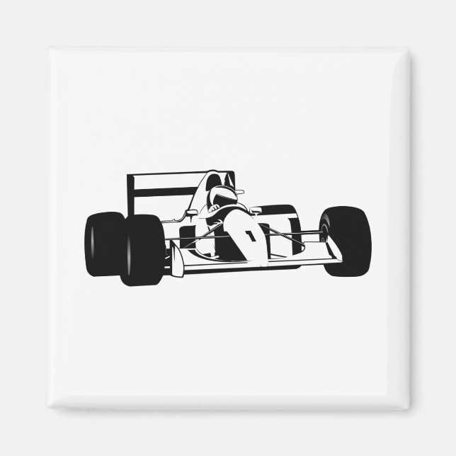 Imán Race Car Silhouette blanco y negro (Frente)